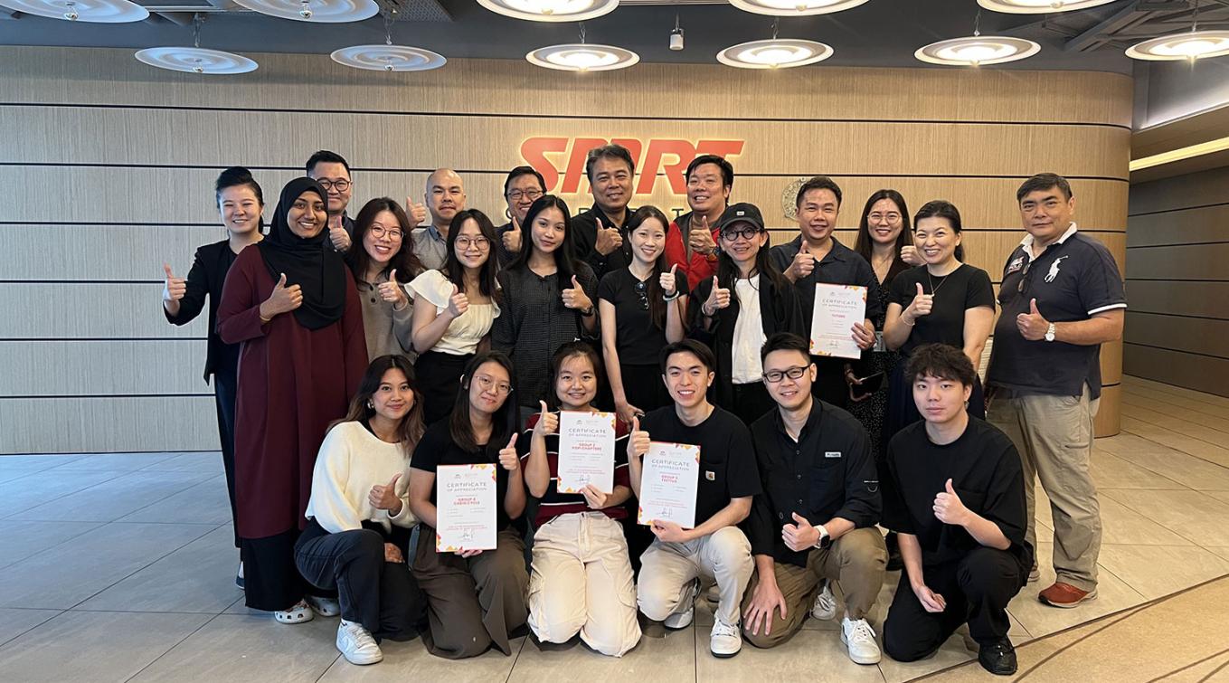 Front row, left to right: Jan Ysabel S. Panghulan, Lew Xin Hui, Pu Wen Wen, Keuk Rui Hang, Ting Si Seng, Xu Yantao. Middle row, left to right: Jumana Haseen D/O Abdul Ghani, Soh Xin Thong, Jana Oon, Farah Binte Omar, Chan Man Wai Sharome with Senior Lecturer Kelley Cheng and Programme Leader Jay Loo.