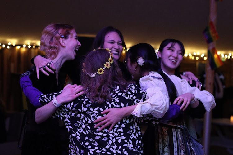 with a group of friends